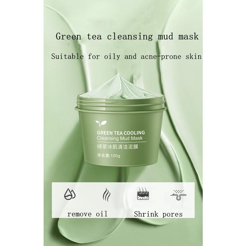 BUY 1 TAKE 1 Green Tea Ice Muscle Mud Mask Deep Cleansing Oil Controlling Pore Shrinking Remove Blackhead Mask
