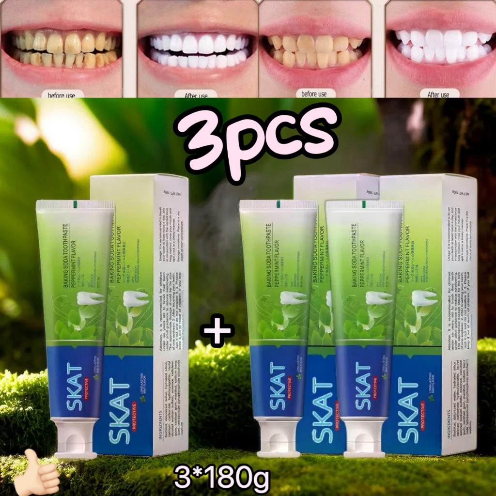 BUY1 TAKE2=3PCS Whitening Peppermint Food Graded Healthy Family Size Baking Soda Toothpaste 180g
