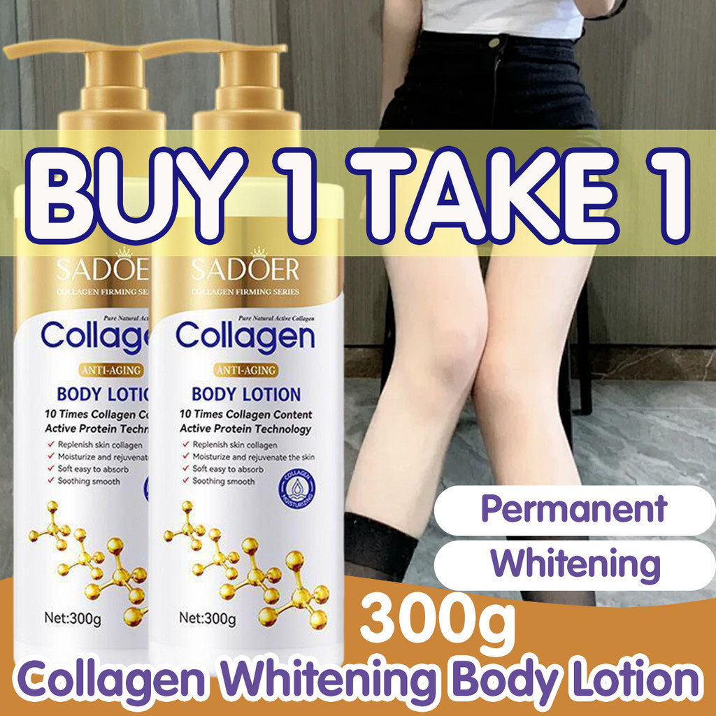 BUY 1 TAKE 1 300g Collagen Whitening Body Lotion Moisturizin Smooth Firming Skin Remove Melanin