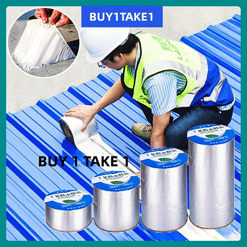BUY 1 TAKE 1 5M Aluminum Foil Butyl Waterproof Tape For roof leak Roof Sealant Wall Crack Pandikit Sa Bubong Tape