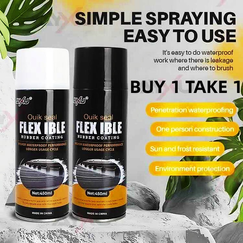BUY 1 TAKE 1 FreeShipping Flexible Rubber Coating (450ml) Waterproof Spray Sealant Flexible Rubber Coating BUY 1 TAKE 1 FreeShipping Flexible Rubber Coating (450ml) Waterproof Spray Sealant Flexible Rubber Coating